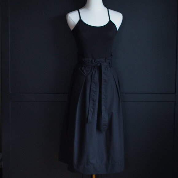H&M | Black Pleated Cotton Blend Midi Skirt - Picture 1 of 4